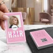 Moderne Elegante Roze Logo QR Code Kapper  Visitekaartje