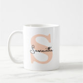 Moderne Elegante Roze Monogram Beginletter met Naa Koffiemok (Links)