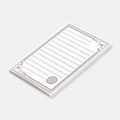 Moderne elegante roze monogram gevoerd post-it® notes (Schuin)