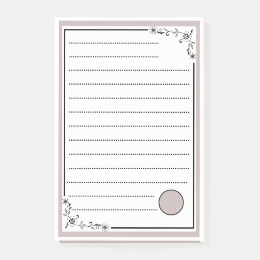 Moderne elegante roze monogram gevoerd post-it® notes (Voorkant)