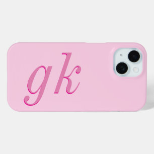 Moderne Elegante Roze Monogram Initiaal iPhone 15 Case