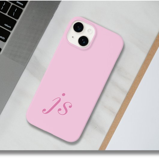 Moderne Elegante Roze Monogram Initiaal Case-Mate iPhone Case