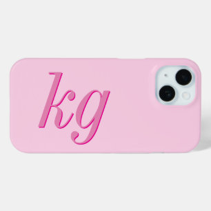 Moderne Elegante Roze Monogram Initiaal iPhone 15 Case