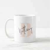 Moderne Elegante Roze Monogram Koffiemok (Links)