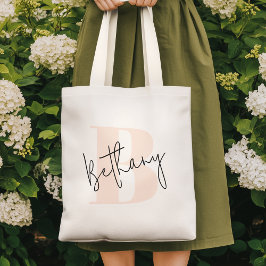 Moderne Elegante Roze Monogram Tote Bag