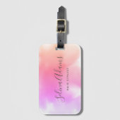 Moderne elegante roze Paarse Waterverf Abstract Bagagelabel (Voorkant (verticaal))