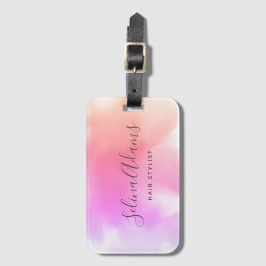 Moderne elegante roze Paarse Waterverf Abstract Bagagelabel (Voorkant (verticaal))