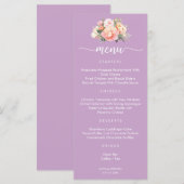 Moderne Elegante Roze Pioen Lila Bruiloftsmenu Menu (Voorkant / Achterkant)