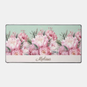 Moderne Elegante Roze Pioenrozen Bloemen Bureaumat (Voorkant)