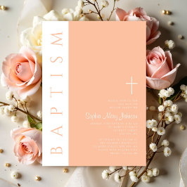 Moderne Elegante Roze Religieuze Meisje Doop Kaart