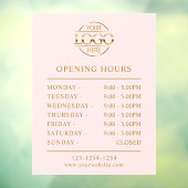 Moderne Elegante Roze Roos | Openingstijden Zakeli Raamsticker (Vel 3)