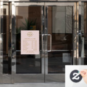 Moderne Elegante Roze Roos | Openingstijden Zakeli Raamsticker (Kantoordeur)