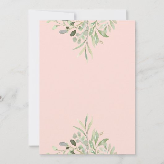 Moderne Elegante Roze Roze Groene Bruiloft Feest Kaart (Achterkant)