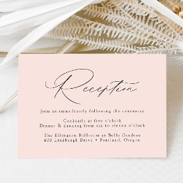 Moderne Elegante Roze Roze Huwelijksreceptie Informatiekaartje