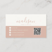 Moderne Elegante Roze Roze Script QR-code Visitekaartje (Achterkant)