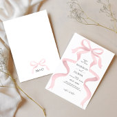 Moderne Elegante Roze Roze Strik Monogram Bruiloft Kaart