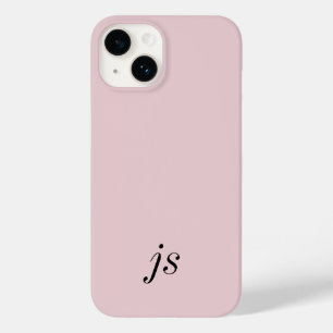 Moderne Elegante Roze Roze Zwart Monogram Initiale Case-Mate iPhone 14 Hoesje
