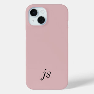 Moderne Elegante Roze Roze Zwart Monogram Initiale iPhone 15 Case