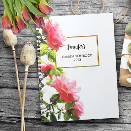 Moderne elegante roze rozen persoonlijk notitieboek