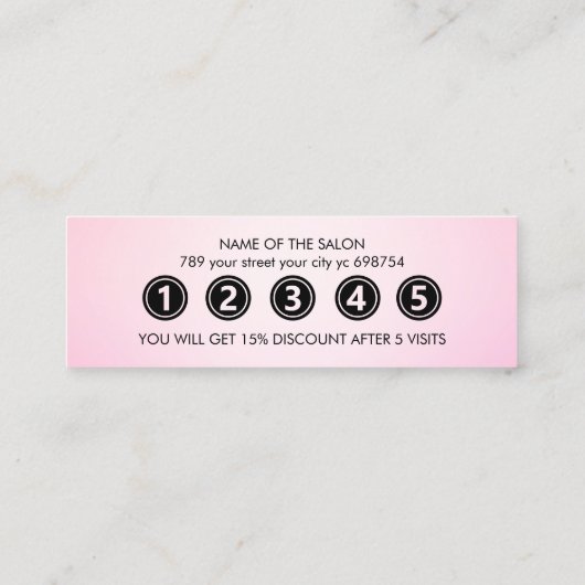Moderne elegante roze schoonheidssalon klantenkaartje (Achterkant)