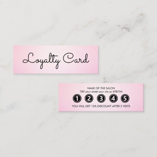 Moderne elegante roze schoonheidssalon klantenkaartje (Voorkant / Achterkant)