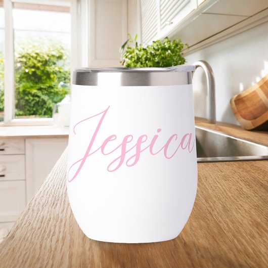 Moderne elegante roze script gepersonaliseerde naa