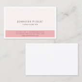Moderne, elegante roze, simpele, witte professiona visitekaartje (Voorkant / Achterkant)