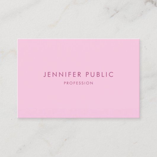 Moderne, elegante roze Sjabloon Eenvoudige Profess Visitekaartje (Voorkant)