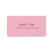 Moderne, elegante roze Sjabloon handschrift Simple Etiket (Voorkant)