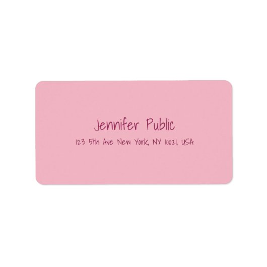 Moderne, elegante roze Sjabloon handschrift Simple Etiket (Voorkant)