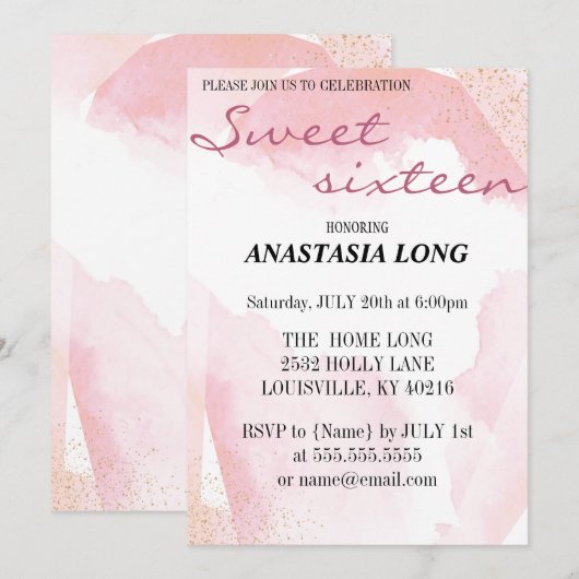 Moderne, elegante roze sla de datum op save the date (Voorkant / Achterkant)
