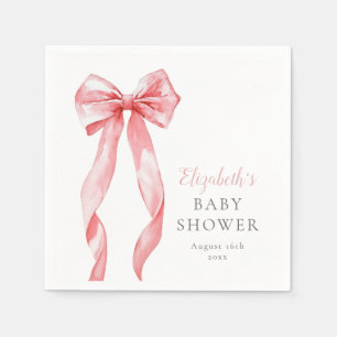 Moderne Elegante Roze Strik Meisje Baby Shower Servet