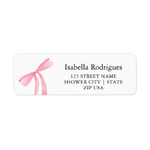 Moderne Elegante Roze Strik Retouradres Etiket