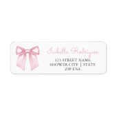 Moderne Elegante Roze Strik Retouradres Etiket (Voorkant)