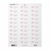 Moderne Elegante Roze Strik Retouradres Etiket (Full Sheet)