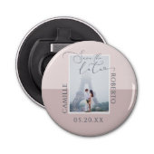 Moderne & Elegante Roze Tweekleurige Foto Save The Button Flesopener (Voorkant)
