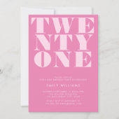 Moderne Elegante Roze Vette 21e Verjaardag Kaart (Voorkant)