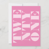 Moderne Elegante Roze Vette 21e Verjaardag Kaart (Achterkant)