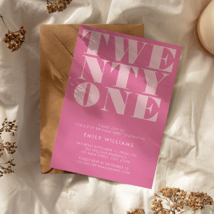 Moderne Elegante Roze Vette 21e Verjaardag Kaart