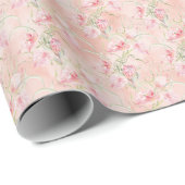 Moderne elegante roze vrede lelies op perzik zijde cadeaupapier (Rol Hoek)