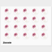 Moderne Elegante Roze Waterverf Bloembevestiging Ronde Sticker (Vel)