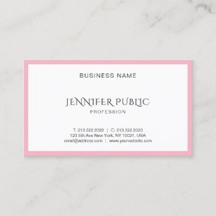 Moderne Elegante Roze Wit Schoon Template Boven Visitekaartje