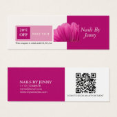 Moderne Elegante Roze Witte Bloemspijkers Korting Mini Visitekaartjes (Voorkant /achterkant)