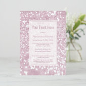 Moderne elegante roze witte glitter glamour Uitnod Kaart (Staand voorkant)