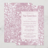 Moderne elegante roze witte glitter glamour Uitnod Kaart (Voorkant / Achterkant)