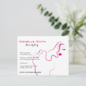 Moderne elegante roze witte hairstylist schoonheid briefkaart (Staand voorkant)