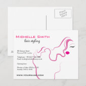 Moderne elegante roze witte hairstylist schoonheid briefkaart (Voorkant / Achterkant)