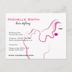 Moderne elegante roze witte hairstylist schoonheid briefkaart