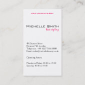 Moderne elegante roze witte hairstylist schoonheid visitekaartje (Achterkant)