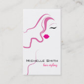 Moderne elegante roze witte hairstylist schoonheid visitekaartje (Voorkant)
